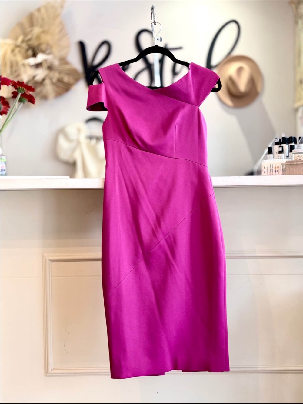 Ted Baker Fuchsia One-Shoulder Sheath Dress